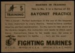 1953 Topps Fighting Marines #5   Bayonet Practice Back Thumbnail