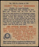 1949 Bowman #158  Harry Brecheen  Back Thumbnail