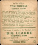 1933 Goudey #199  Tommy Bridges  Back Thumbnail