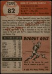 1953 Topps #82 Mickey Mantle Back Thumbnail