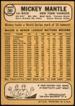 1968 Topps #280 Mickey Mantle Back Thumbnail