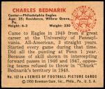 1950 Bowman #132  Chuck Bednarik  Back Thumbnail