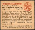 1950 Bowman #56  William Blackburn  Back Thumbnail