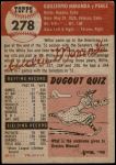 1953 Topps #278 Willie Miranda Back Thumbnail