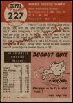 1953 Topps #227  Morris Martin  Back Thumbnail