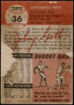 1953 Topps #36  Johnny Groth  Back Thumbnail