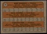 1972 Topps #79   -  Carlton Fisk / Cecil Cooper / Mike Garman Red Sox Rookies Back Thumbnail