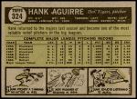 1961 Topps #324  Hank Aguirre  Back Thumbnail