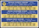 1970 Topps #573   -  Rafael Robles / Ron Slocum / Mike Corkins Padres Rookies Back Thumbnail
