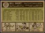 1961 Topps #252  Bill Short  Back Thumbnail