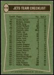 1978 Topps #519   -  Clark Gaines / Wesley Walker / Burgess Owens / Joe Klecko Jets Leaders & Checklist Back Thumbnail