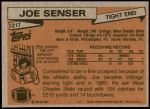 1981 Topps #217  Joe Senser  Back Thumbnail