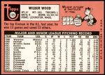 1969 Topps #123  Wilbur Wood  Back Thumbnail