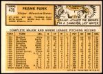 1963 Topps #476  Frank Funk  Back Thumbnail