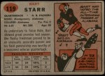 1957 Topps #119 Bart Starr Back Thumbnail