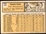 1963 Topps #476  Frank Funk  Back Thumbnail