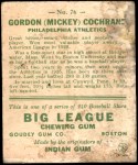 1933 Goudey #76  Mickey Cochrane  Back Thumbnail