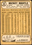 1968 Topps #280 Mickey Mantle Back Thumbnail