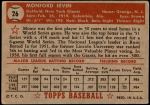 1952 Topps #26 Monte Irvin Back Thumbnail