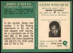 1966 Philadelphia #24  Johnny Unitas  Back Thumbnail