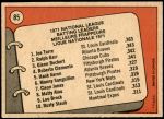 1972 O-Pee-Chee #85   -  Glenn Beckert / Ralph Garr / Joe Torre NL Batting Leaders  Back Thumbnail