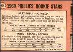 1969 Topps #206   -  Larry Hisle / Barry Lersch Phillies Rookies Back Thumbnail