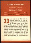 1963 Fleer #33  Tom Sestak  Back Thumbnail