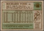 1984 Topps #306  Richard Todd  Back Thumbnail