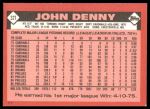 1986 Topps Traded #32 T John Denny  Back Thumbnail