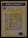 1982 Topps #121   -  Nick Lowery In Action Back Thumbnail