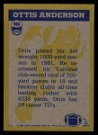 1982 Topps #464   -  Ottis Anderson In Action Back Thumbnail