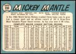 1965 Topps #350 Mickey Mantle Back Thumbnail