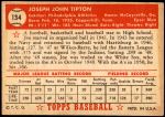1952 Topps #134 CRM Joe Tipton  Back Thumbnail
