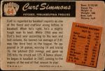 1955 Bowman #64  Curt Simmons  Back Thumbnail