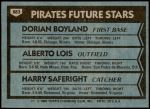 1980 Topps #683   -  Dorian Boyland / Alberto Lois / Harry Saferight  Pirates Rookies Back Thumbnail