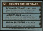 1980 Topps #683   -  Dorian Boyland / Alberto Lois / Harry Saferight  Pirates Rookies Back Thumbnail