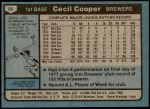1980 Topps #95  Cecil Cooper  Back Thumbnail