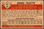 1953 Bowman B&W #59  Duane Pillette  Back Thumbnail