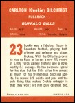 1963 Fleer #23  Cookie Gilchrist  Back Thumbnail