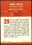 1963 Fleer #29  Ken Rice  Back Thumbnail