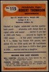 1955 Bowman #115  Bob Thomason  Back Thumbnail