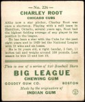 1933 Goudey #226  Charlie Root  Back Thumbnail