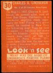 1952 Topps Look 'N See #30  Charles Lindbergh  Back Thumbnail