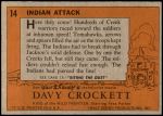 1956 Topps Davy Crockett Orange Back #14   Indian Attack  Back Thumbnail