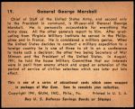 1941 War Gum #19   General George Marshall Back Thumbnail