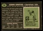 1969 Topps #25  Johnny Unitas  Back Thumbnail