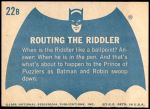 1966 Topps Batman Blue Bat Back #22   Routing the Riddler Back Thumbnail