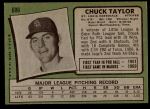 1971 Topps #606  Chuck Taylor  Back Thumbnail