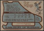 1979 Topps #130  Clark Gillies  Back Thumbnail