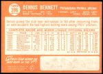 1964 Topps #396  Dennis Bennett  Back Thumbnail